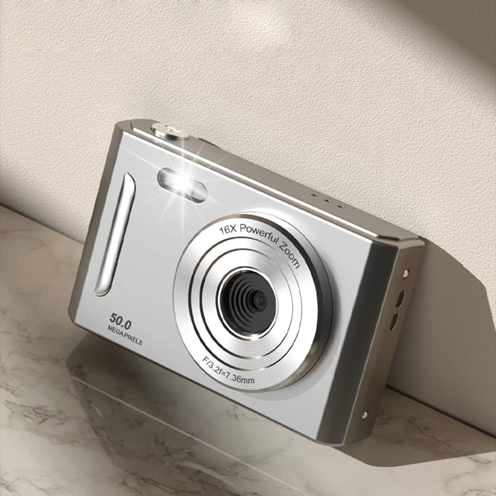 كاميرا رقمية 4K، فلاش مزدوج، 50 مليون بكسل HD، CCD كلاسيكية، محمولة، تركيز تلقائي