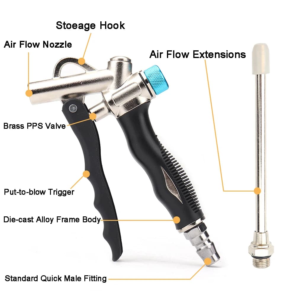 1/2 قطعة قابل للتعديل الهواء الغبار بندقية يده 2-Way الهواء ضربة بندقية ارتفاع ضغط تنظيف وإزالة الغبار الهوائية أداة - 3