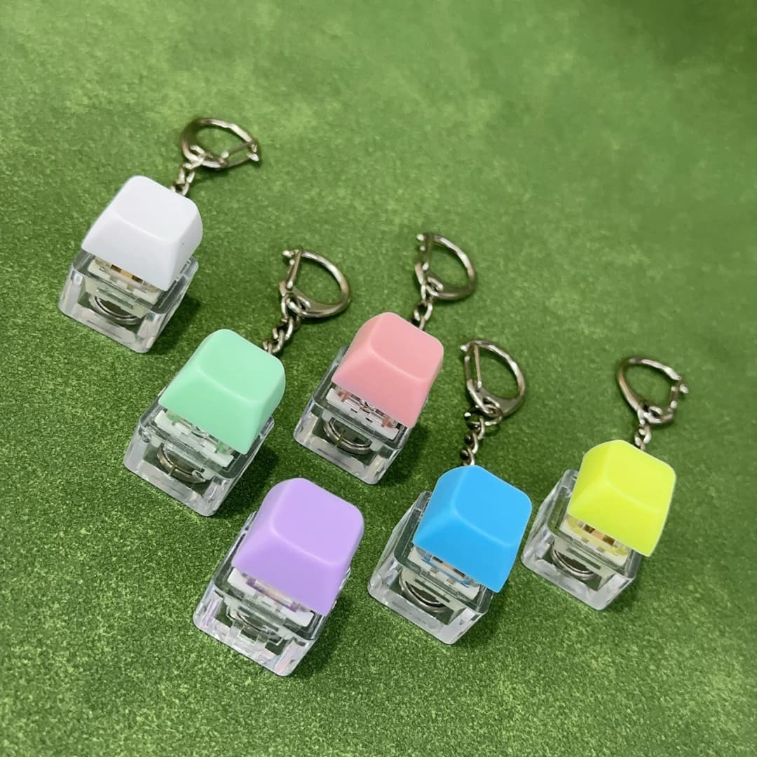 LED Keyboard Keychain Mechanical Button Fidget Key Switch Caps Finger Toys Relief Stress Small Gifts Car Key Ring For Adults - 6