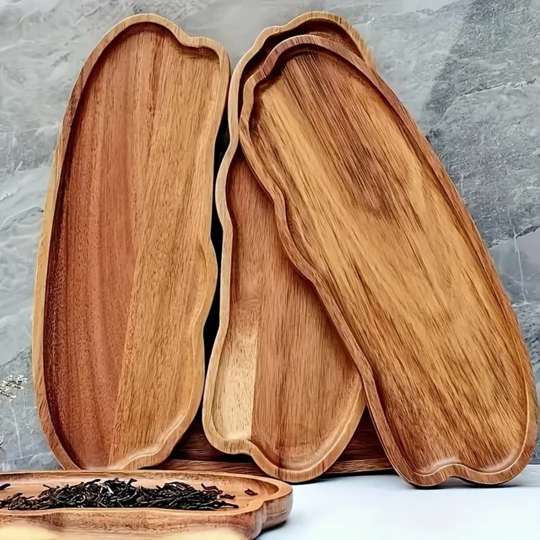 Japanese Style Storage Tray Irregular Cloud Shaped Wooden Tray For Bread Dessert Cake Coffee Tea Cup Household Organizer Plate - 6
