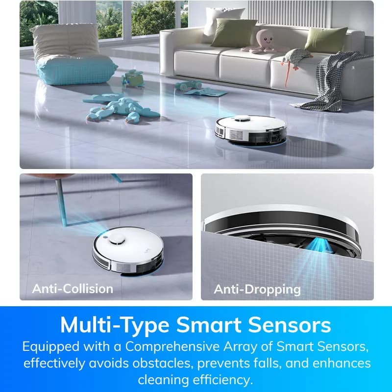 مكنسة روبوتية آيلايف A30 برو، قوة شفط 5000 باسكال، مكنسة وممسحة، تفريغ ذاتي، سعة 60 يومًا، تحكم عبر التطبيق/الريموت، وقت تشغيل 180 دقيقة - 6