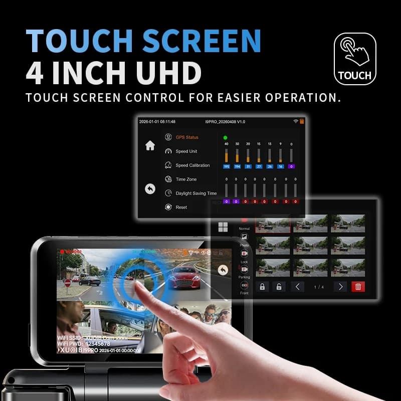 XUOIB I9pro-WB 4CH 360° Dash Cam 4'' Touch Screen 4K/2K Front for Car DVR Camera 24H Parking Mode GPS WiFi Recorder Night Vision - 4