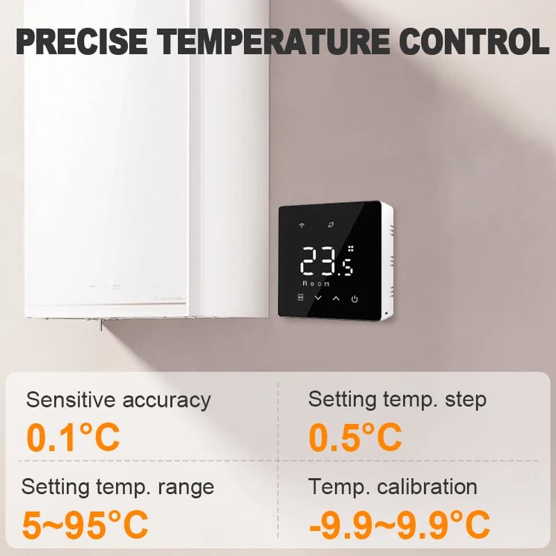 Smart Wireless Gas Boiler Thermostat Tuya WiFi Zigbee Daily Programmable Battery Powered Temperature Controller Alexa Google Hom - 4