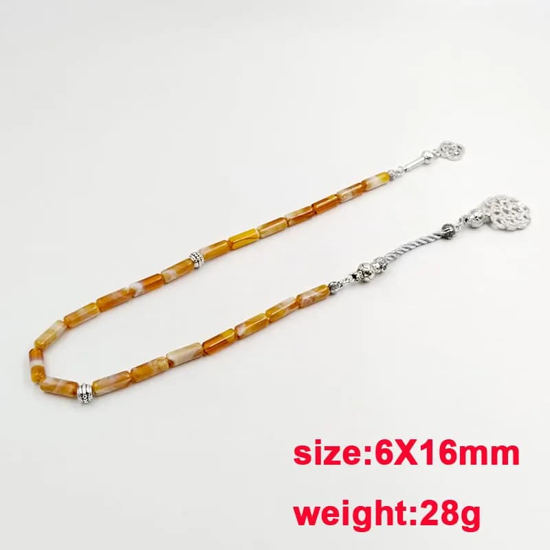 تسبيح راتنج أصفر تركي موضة سوار إكسسوارات إسلامية سبحة صلاة هدية عيد مصباح - 4