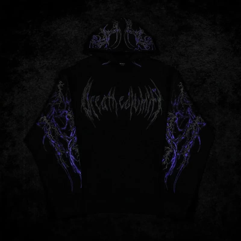 2025New American Style Men's Hooded Sweatshirt Trendy Brand Dark Style Sports Fitness High Street Autumn Winter Men's Sweatshirt - 4