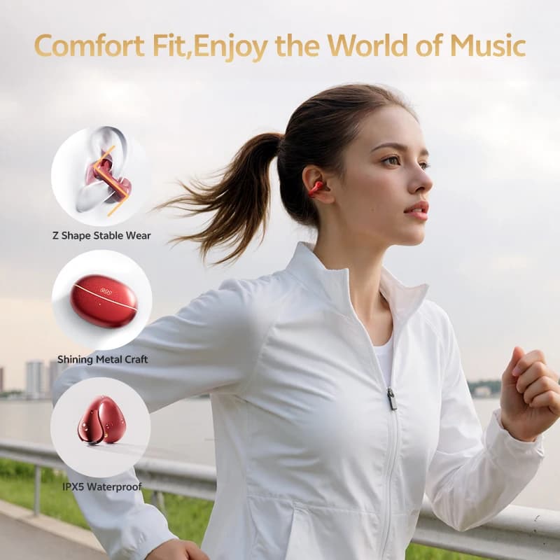 QCY Crossky C30S Ear Clip Wireless Bluetooth 6.0 Earphones Hi-Res LDAC Open Ear Earbuds Clip-On Sports Headphones 40H - 4