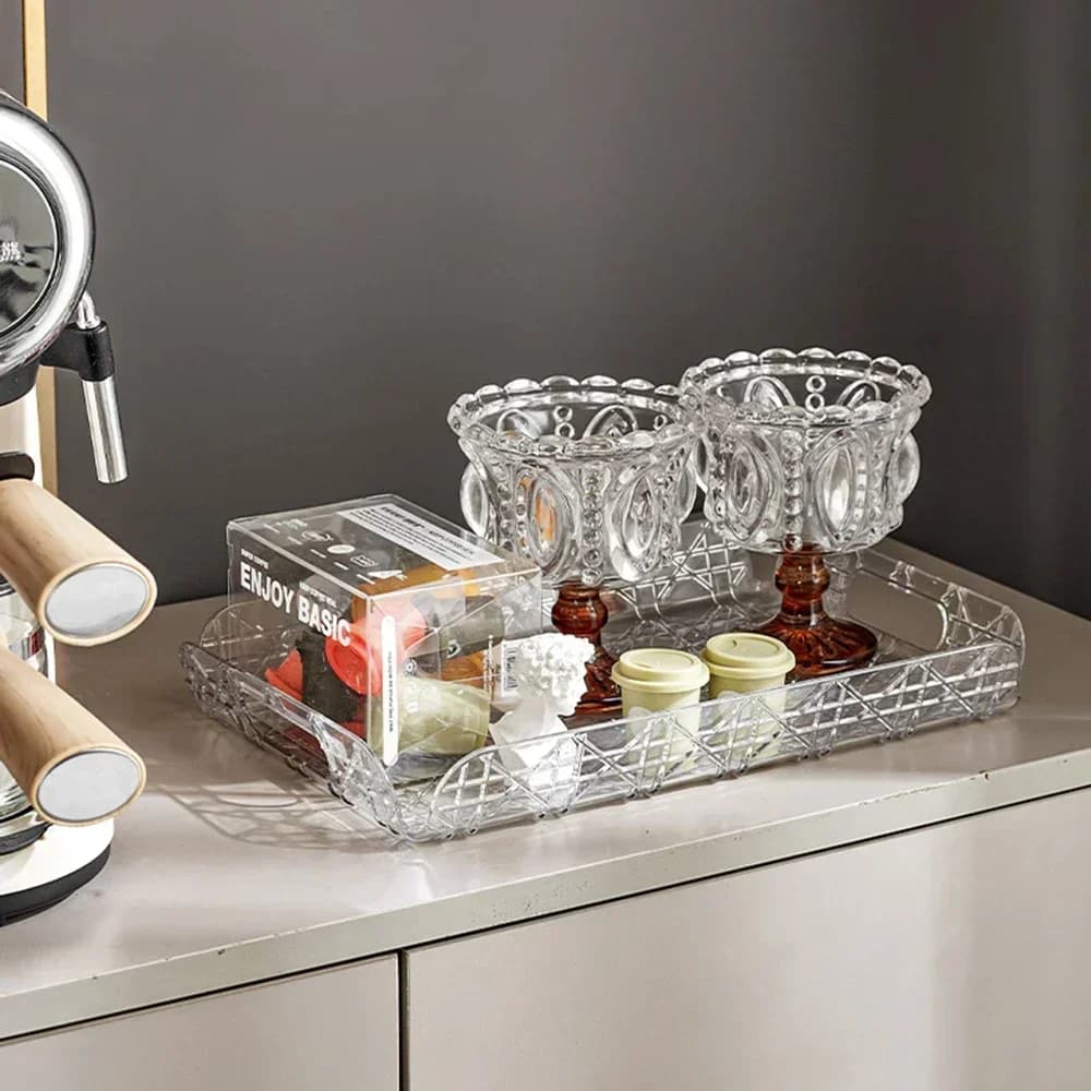 صينية تخزين مستطيلة منزلية لأكواب الماء والشاي، صينية شاي فاخرة وعالية الجودة، ديكور منزلي - 6