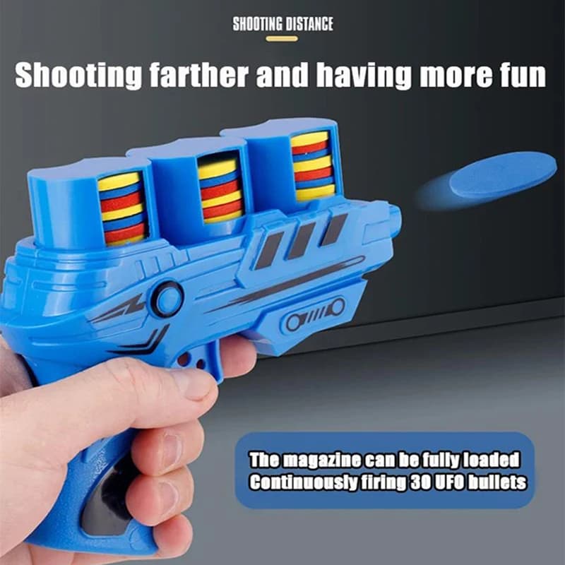 Children Flying Saucer GunsToy Ejection Kids Outdoor Game Foam with 25pcs Flying Disc Fun Toys EVA Mini Soft Bullets Battle