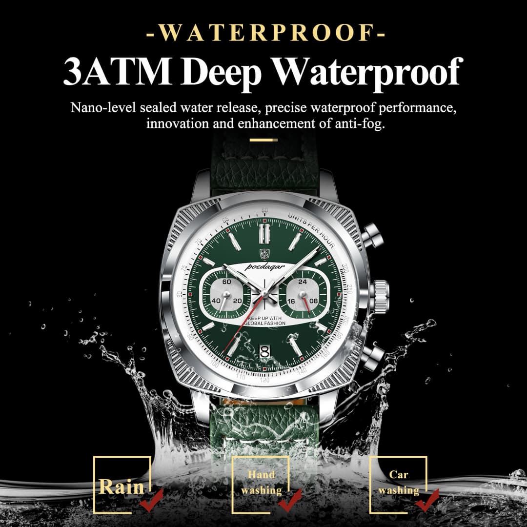 POEDAGAR Original Fashion Men Clock Luminous Waterproof Chronograph Date Watch For Man Luxury Leather Quartz Men's Watches Reloj - 2