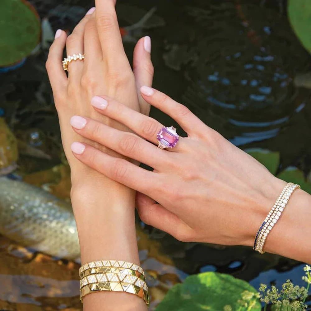 2026 Hot Sales Fashion Stackable Bracelet Micro Paved Bling Cubic Zirconia For Women Geometric Triangle Jewelry - 5