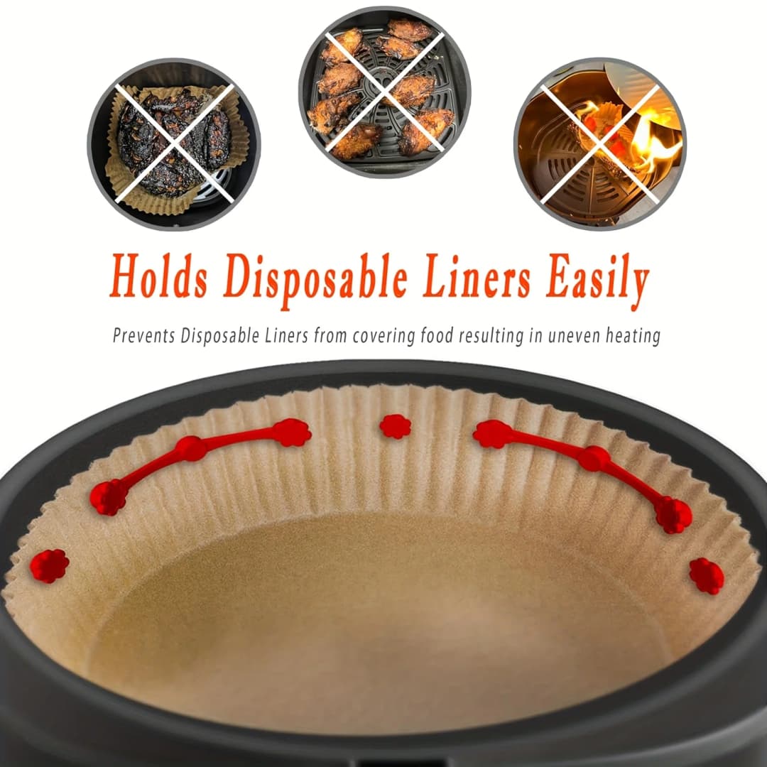 1/2 مجموعة مشبك سيليكون مغناطيسي لفرن الهواء الساخن لتثبيت ورق الزبدة قفل بطانات يمكن التخلص منها لمنع احتراق الورق - 2