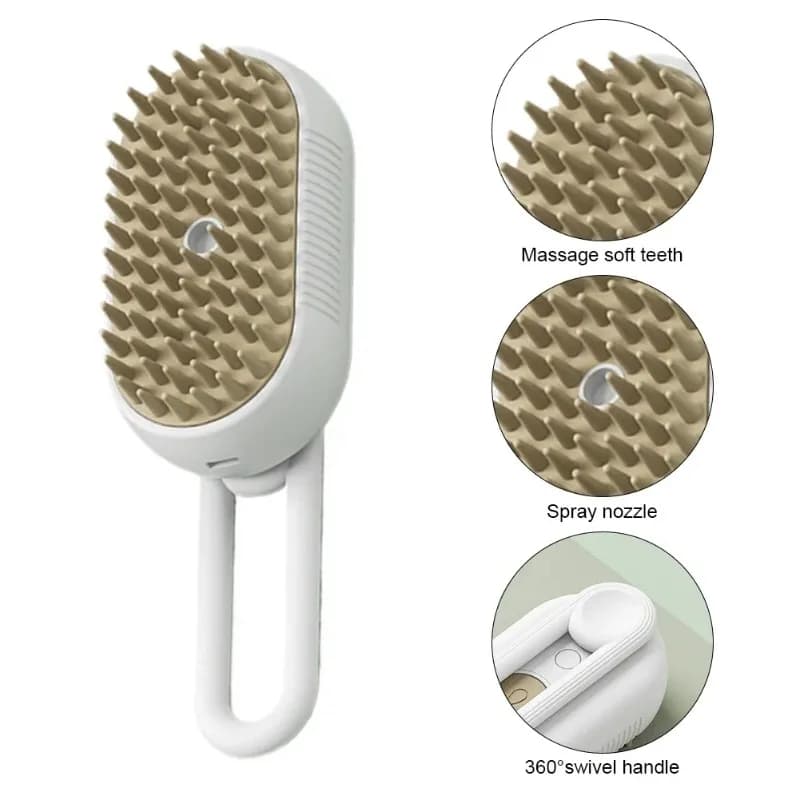 3 in 1 Pet Electric Steam Brush Cat and Dog Cleaning Spray Massage Grooming Comb Retractable Handle Pet Hair Removal BeautyBrush - 5