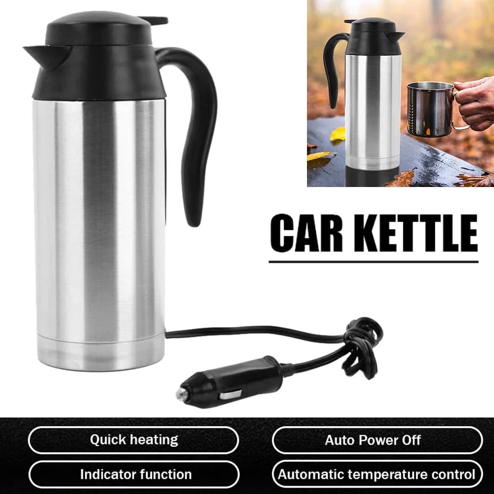 12V/24V Car Electric Heating Cup Kettle 750ML Stainless Steel Water Heater Bottle With Cigarette Lighter Plug Car Kettle Thermos - 3
