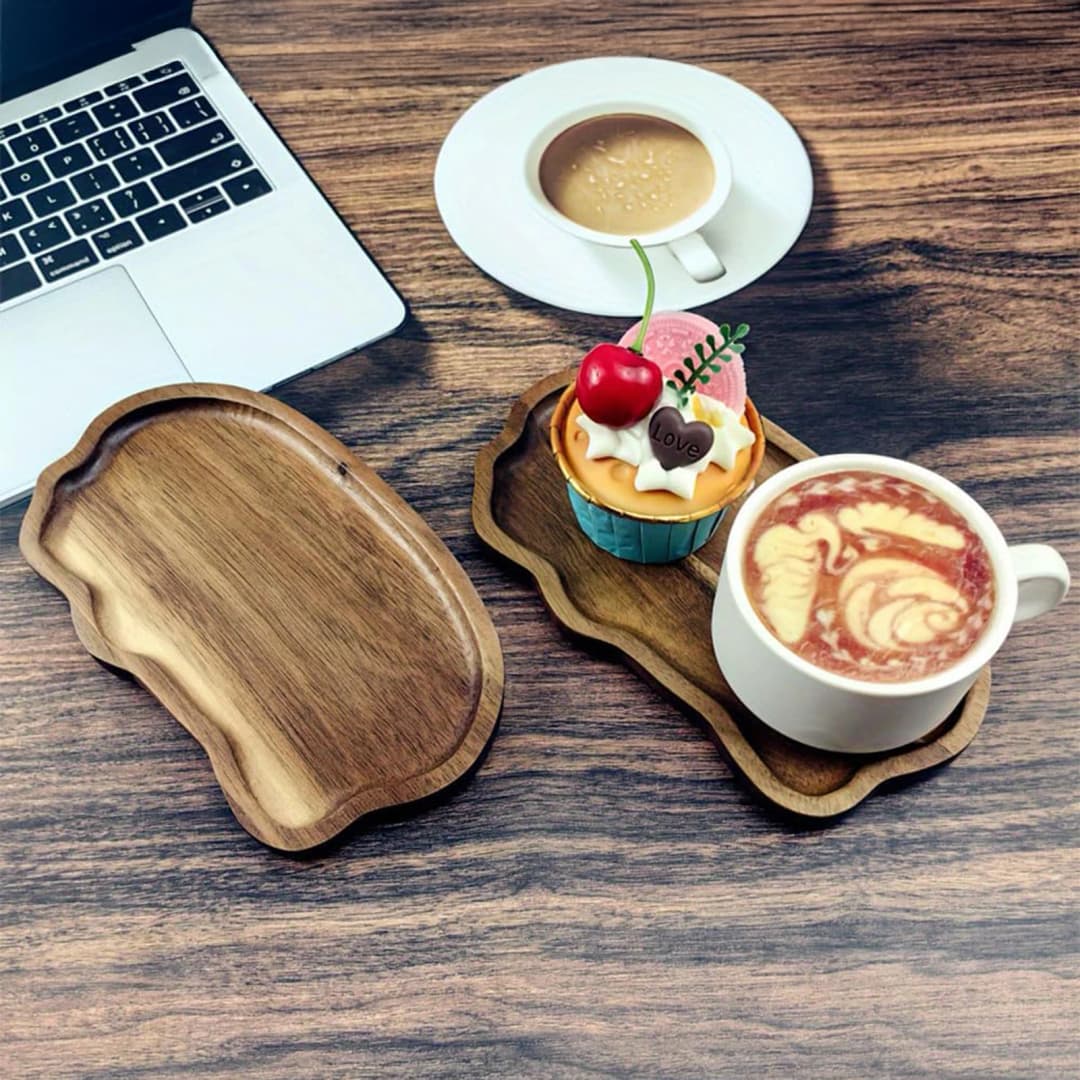 Japanese Style Storage Tray Irregular Cloud Shaped Wooden Tray For Bread Dessert Cake Coffee Tea Cup Household Organizer Plate - 2