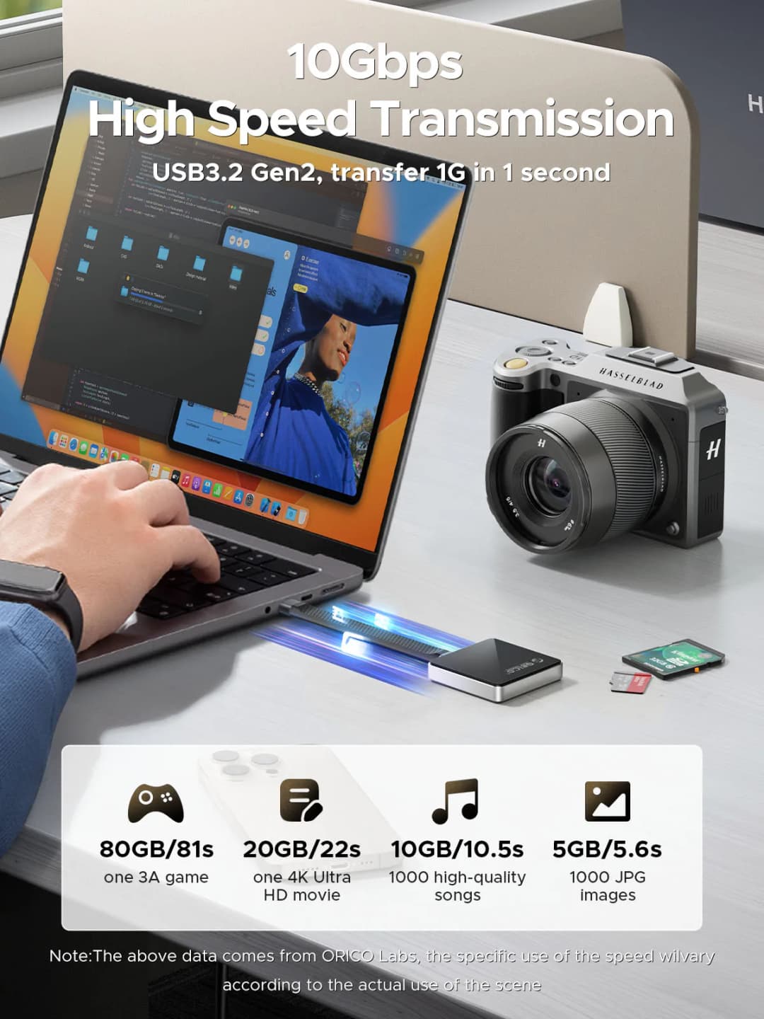 ORICO Magnetic 2230 M.2 NVMe SSD Enclosure 10Gbps M.2 to USB Type C External Adapter for iPhone 15 Pro Max ProRes MacBook - 4