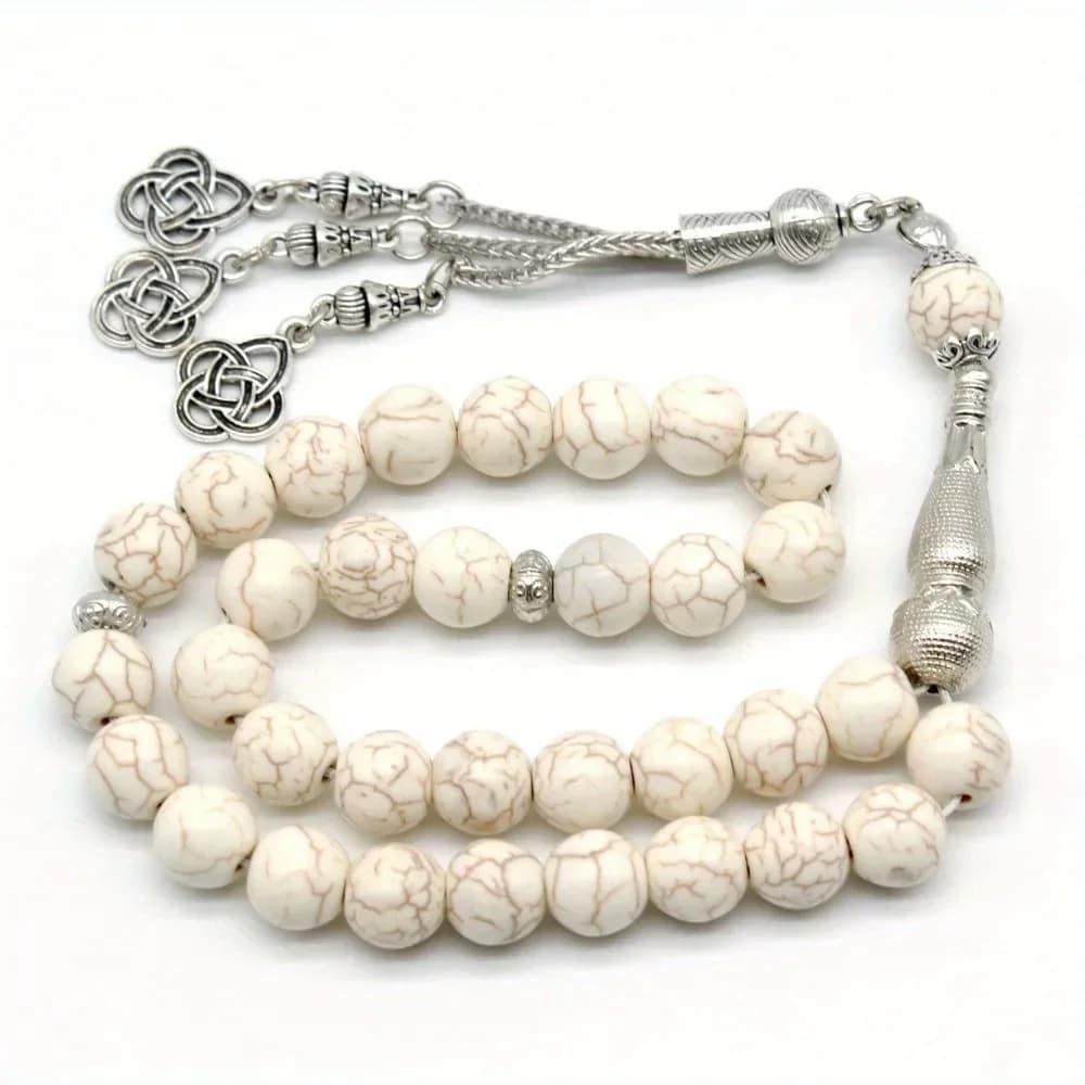 , Islamic Worship Rosary, Handcrafted Resin Beads with Tassels Bracelet Turkey Turquoise Muslim Prayer Beads Hand Beading