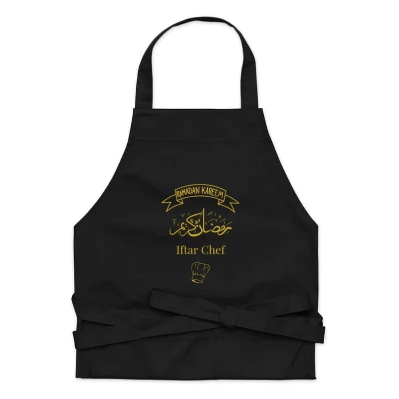Black Ramadan Iftar Chef Islamic Apron Long Straps and Adjustable Neck Straps Eid Ramadan Gift Home Kitchen Decoration Islamic
