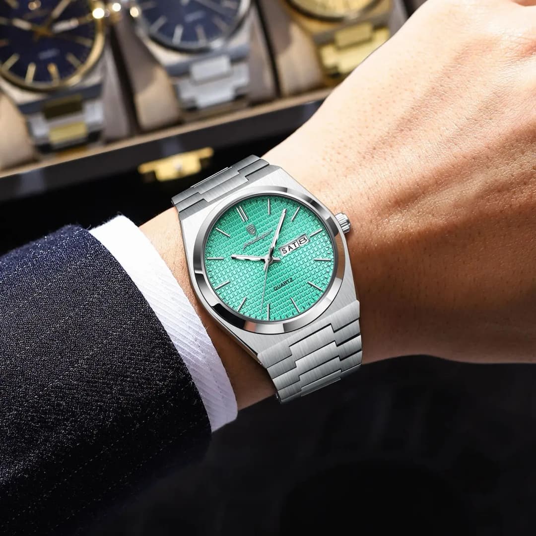 ساعة POEDAGAR رجالية فاخرة من الفولاذ المقاوم للصدأ مقاومة للماء مضيئة موضة كوارتز ساعات رجالية تاريخ وأسبوع ساعة معصم للرجال - 5