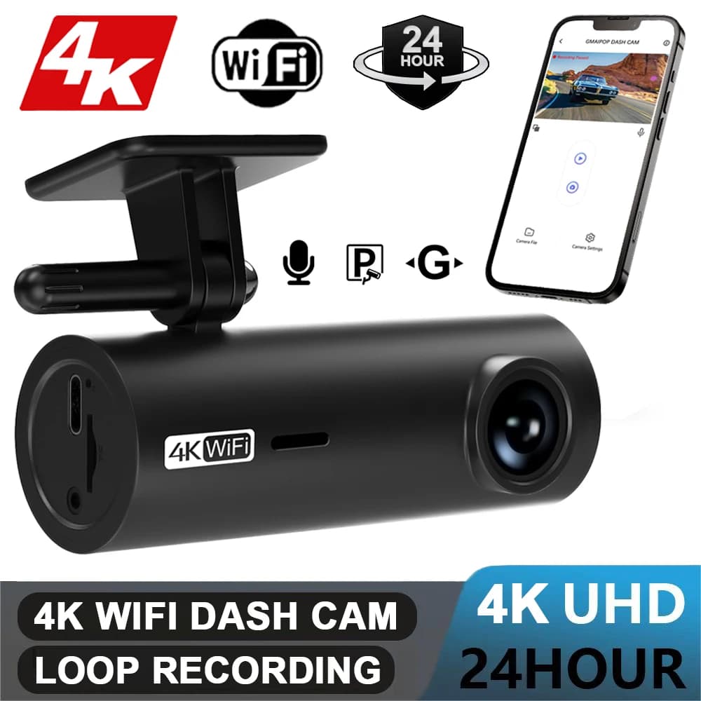 3840*2160P Car Dvr Dashcam 4K Dash Cam For Cars Drive Video Recorder Front Camera WiFi Vehicle Supplies 24h Parking Night Vision