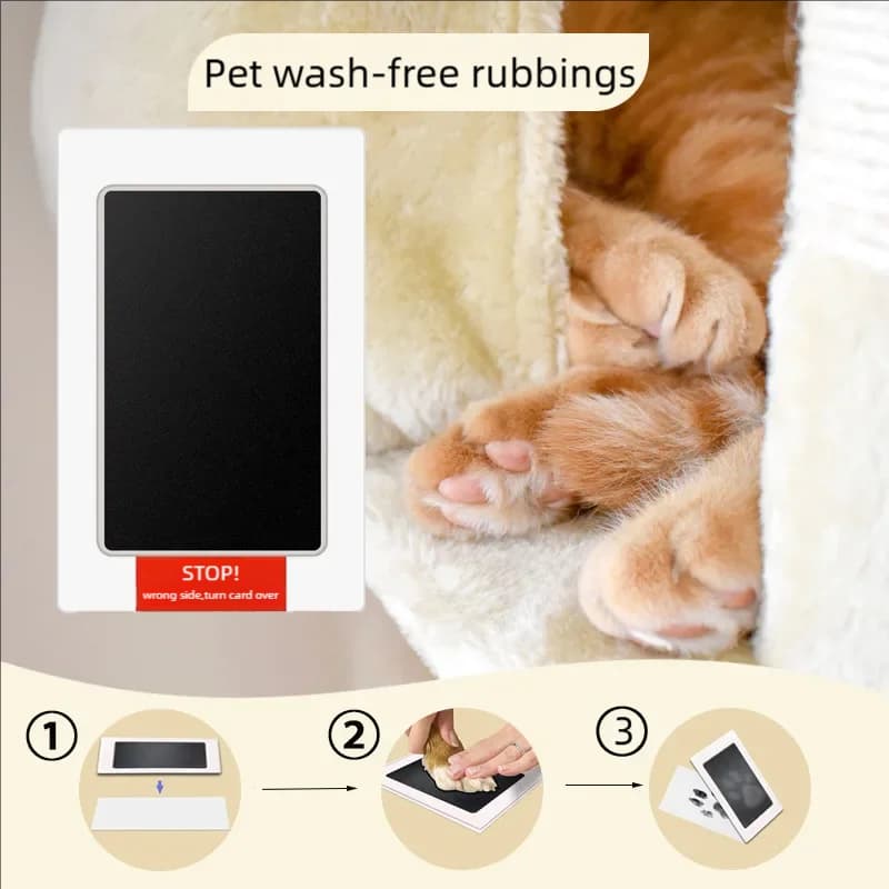 مجموعة حبر لبصمات أقدام الكلاب والقطط آمنة وغير سامة لبصمات أيدي الأطفال سهلة التنظيف بدون غسل تذكارات أليفة مصنوعة يدويًا - 2