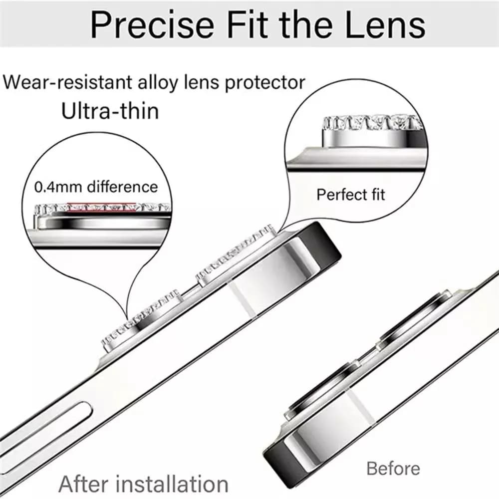 Bling Glitter Diamond Camera Lens Protector Case For iPhone 17 16 15 14 13 12 11 Pro Max Plus Sreen Protectors Film For iPhone17 - 4