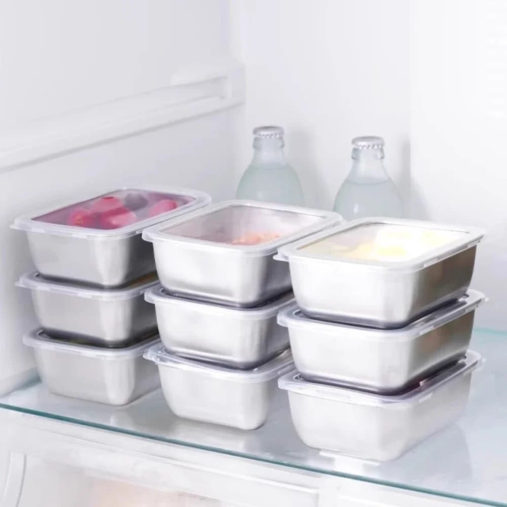 Stainless Steel Food Storage Container with Lid - Airtight Fresh-Keep Box for Fridge | Small Thickened Kitchen Organizer - 5