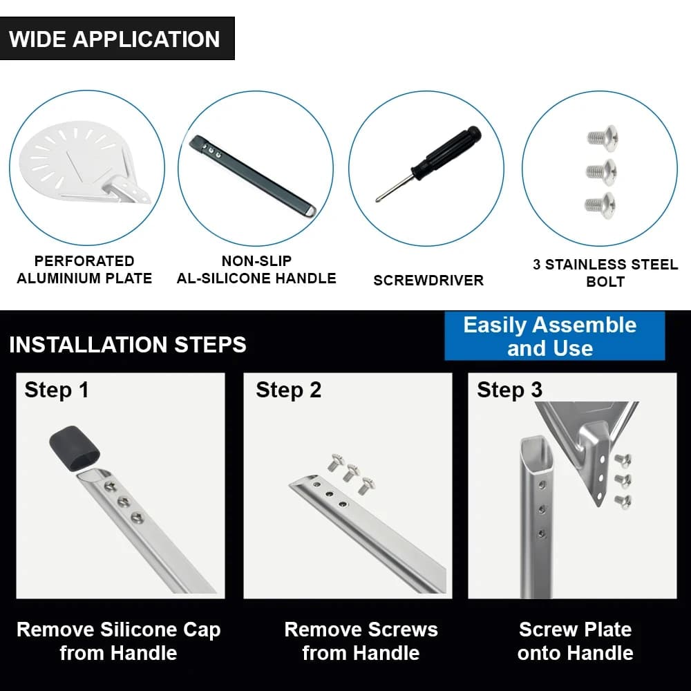 Onilini 7/8/9 بوصة بيتزا قشر قشر سبائك الألومنيوم مثقب البيتزا الخشب مقبض البيتزا مجرفة مجداف فرن الملحقات - 4