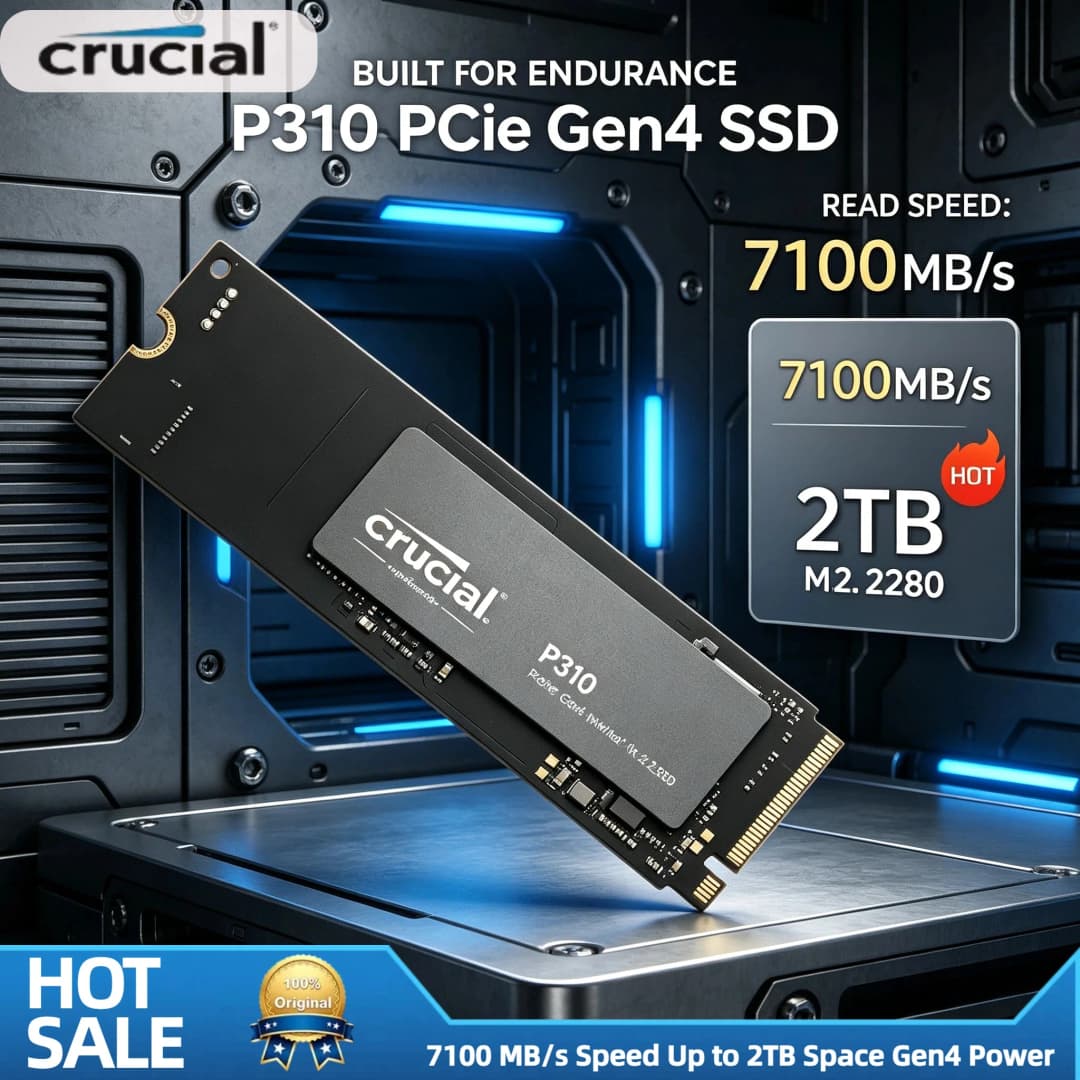 Crucial P310 1TB 2TB NVMe M.2 2280 PCIe Gen4 SSD 7100MB/s 3D NAND Internal Solid State Drive PC OEM Package Pro
