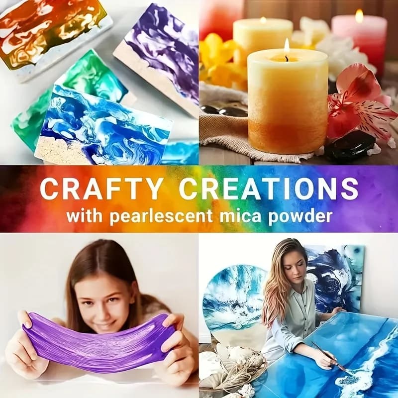 24 Colors/8 Colors 5g 0.18oz Pearlescent Mica Powder in Different Colors, Vibrant Epoxy Resin Dyes, DIY Jewelry Crafts, Long-Lasting Colored Pigments, Art and Craft Kits, Suitable for Candle Making, DIY Crafts, Woodwork River Tabletops, Liquid Pigment Mixtures, Coasters, and Jewelry Making - 2