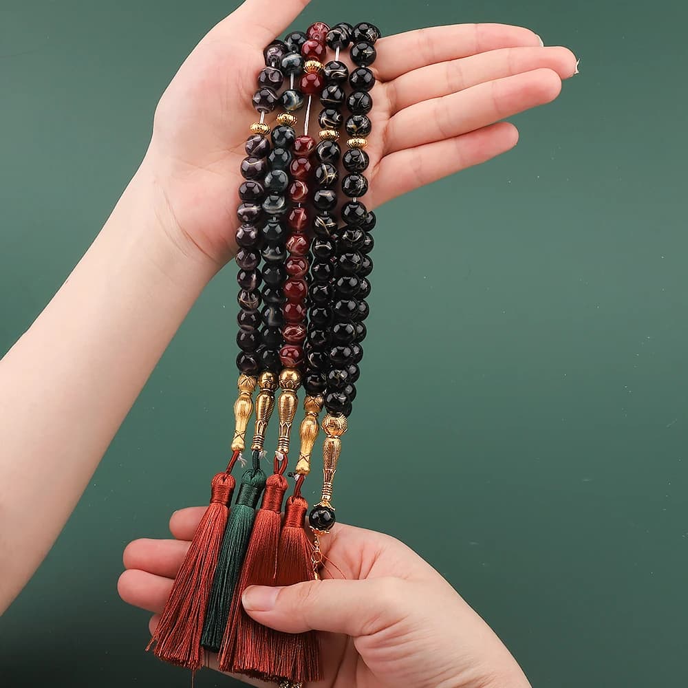 سبحة جديدة من 33 حبة زجاجية مكسورة 10 ملم لصلاة المسلمين هدية رمضان للنساء - 2