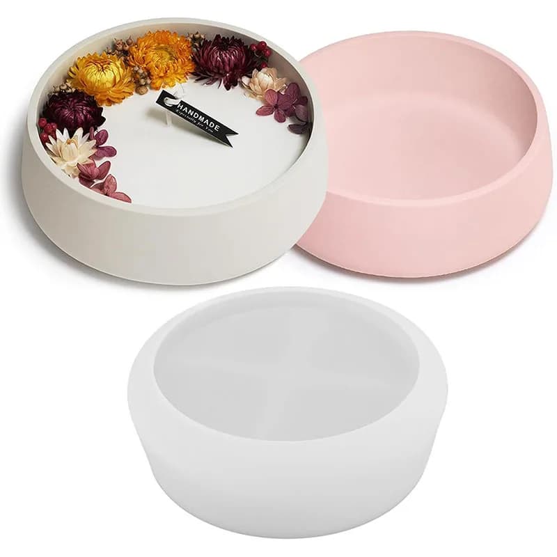 DIY Circular Storage Bowl Candle Flower Pot Mold Resin Cement Container Mold Concrete Silicone Mold Home Decoration Crafts - 3