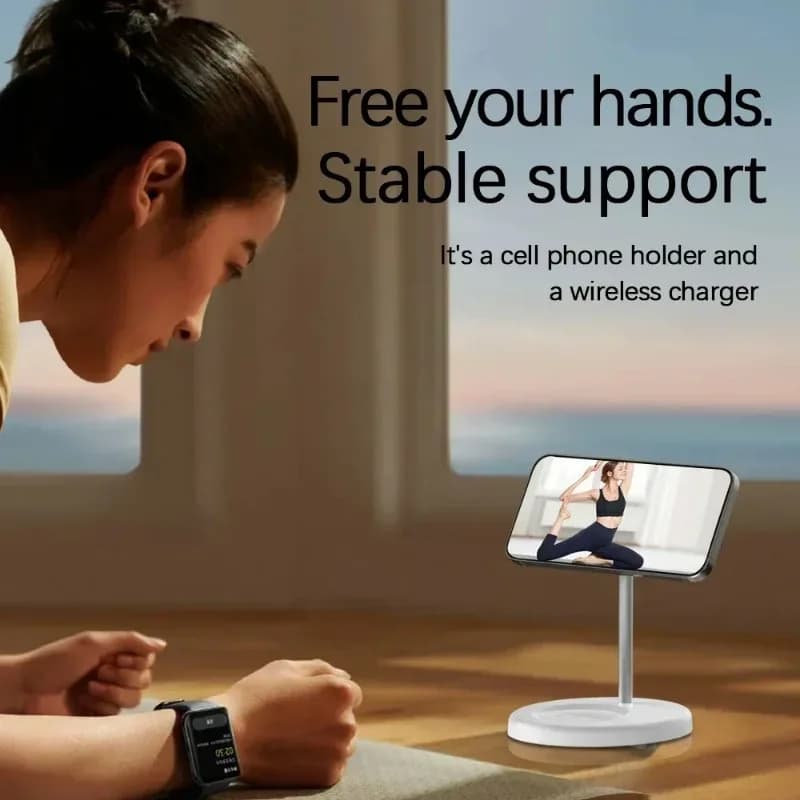 2-in-1 Magnetic Wireless Charger Stand for iPhone 17 16 15 14 13 12 AirPods 4/3 Pro for MagSafe Fast Wireless Charging Stantion - 6