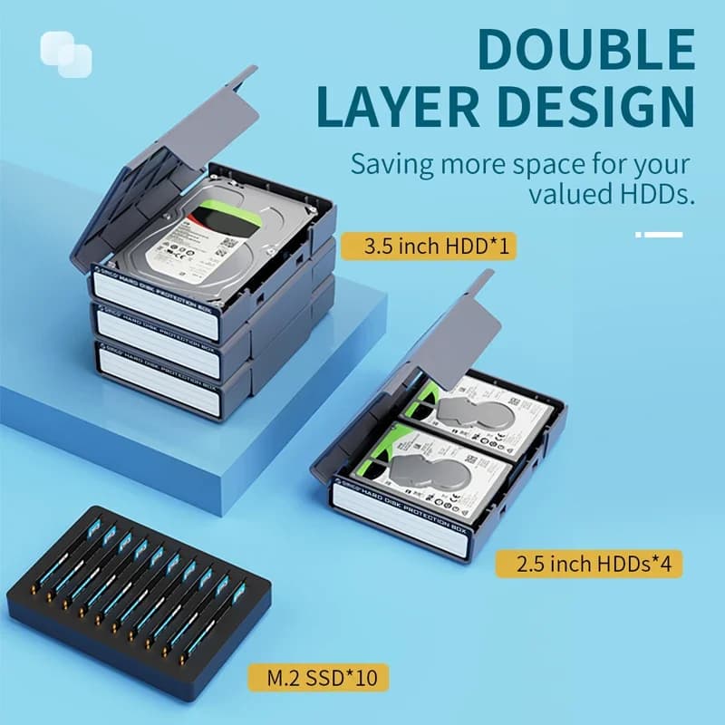 ORICO 2.5 3.5" Portable Hard Disk Protection Case Hard Drive External Storage case with Waterproof and Shockproof Hard Drive Box - 2