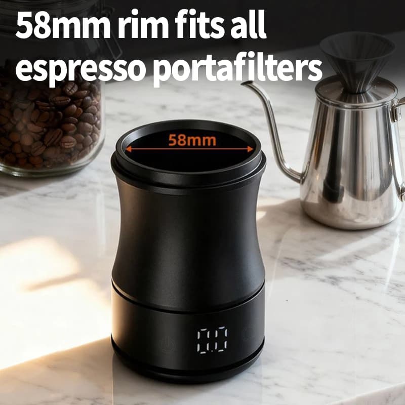 OANKR 58mm Dosing Cup with 0.1g High-precision Coffee Scale Station, 2 IN 1 LED Display Espresso Tools, Chic Barista Tool Gift