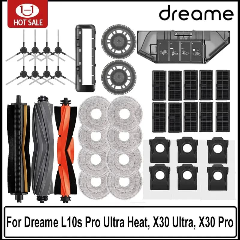 Dreame L10s Pro Ultra Heat, X30 Ultra, X30 Pro Accessories Vacuum Cleaner Replacement  Main Side Brush Filter Mop Dust Bag