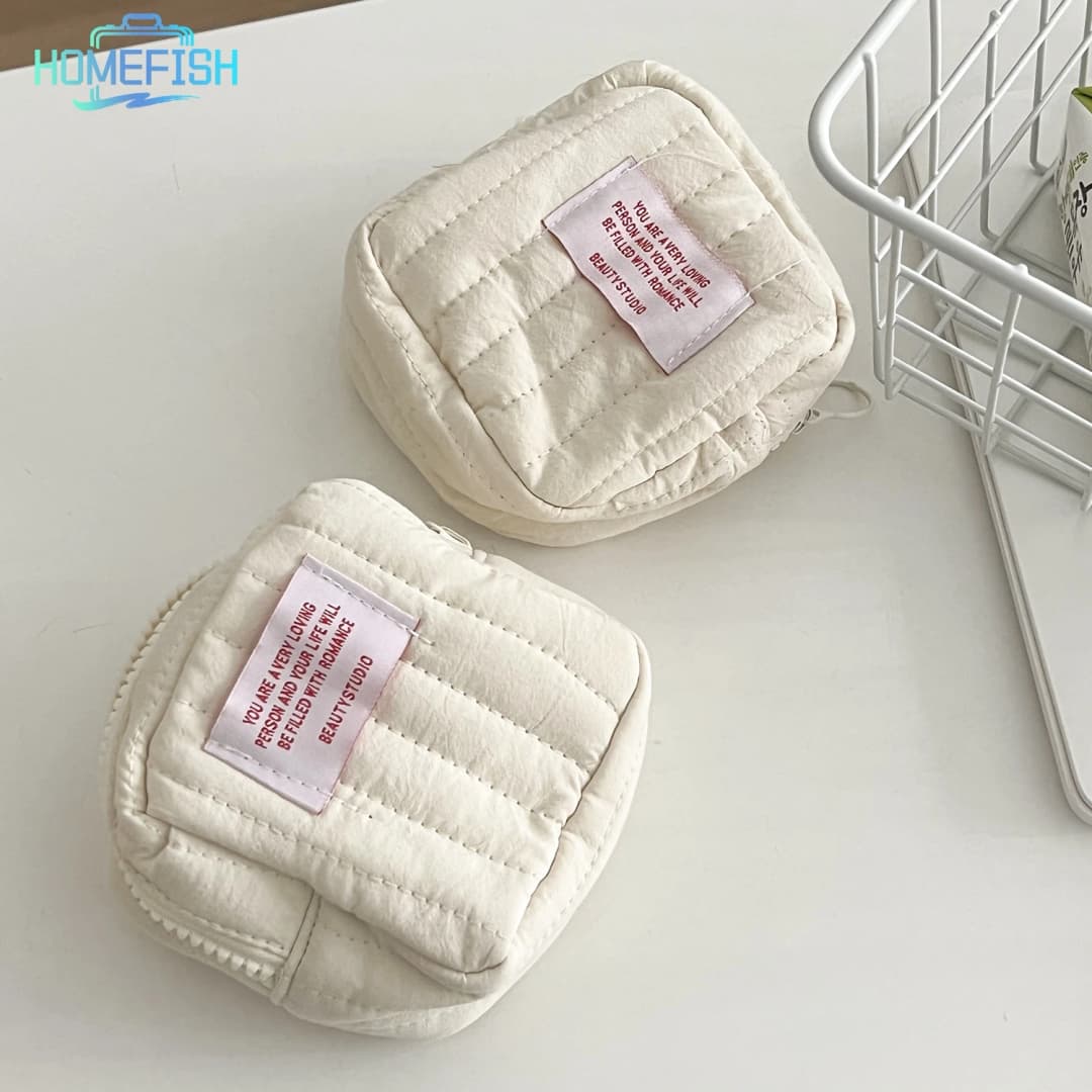 HOMEFISH Korean Square Small Makeup Bag Student Small Earphones Zero Wallet Girl Portable Lipstick Storage Bags - 6