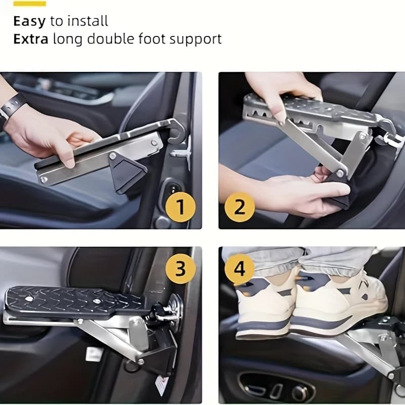 Chrome-Plated Aluminum Alloy Car Foot Pedal Step Board with Hook, Universal Vehicle Auxiliary Running Boards for Easy Access - 5