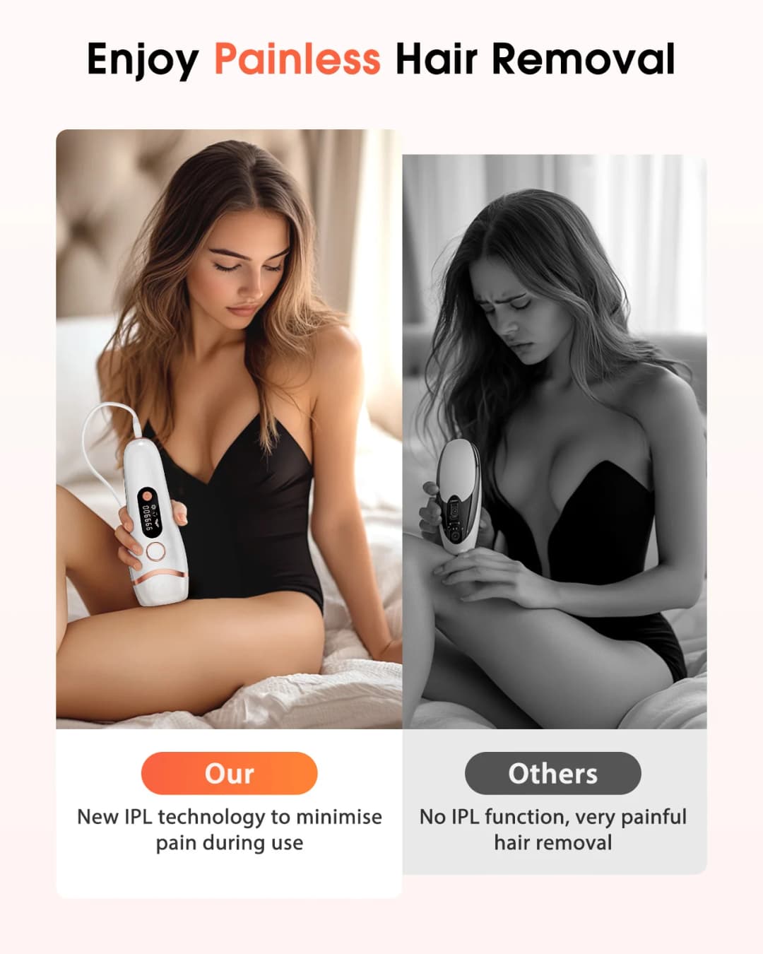 IPL Devices Hair Removal Laser 17J 999900 Light Pulses HR/SC/RA 9 Levels Whole Body Painless Hair Removal Home Use For Men Women - 5