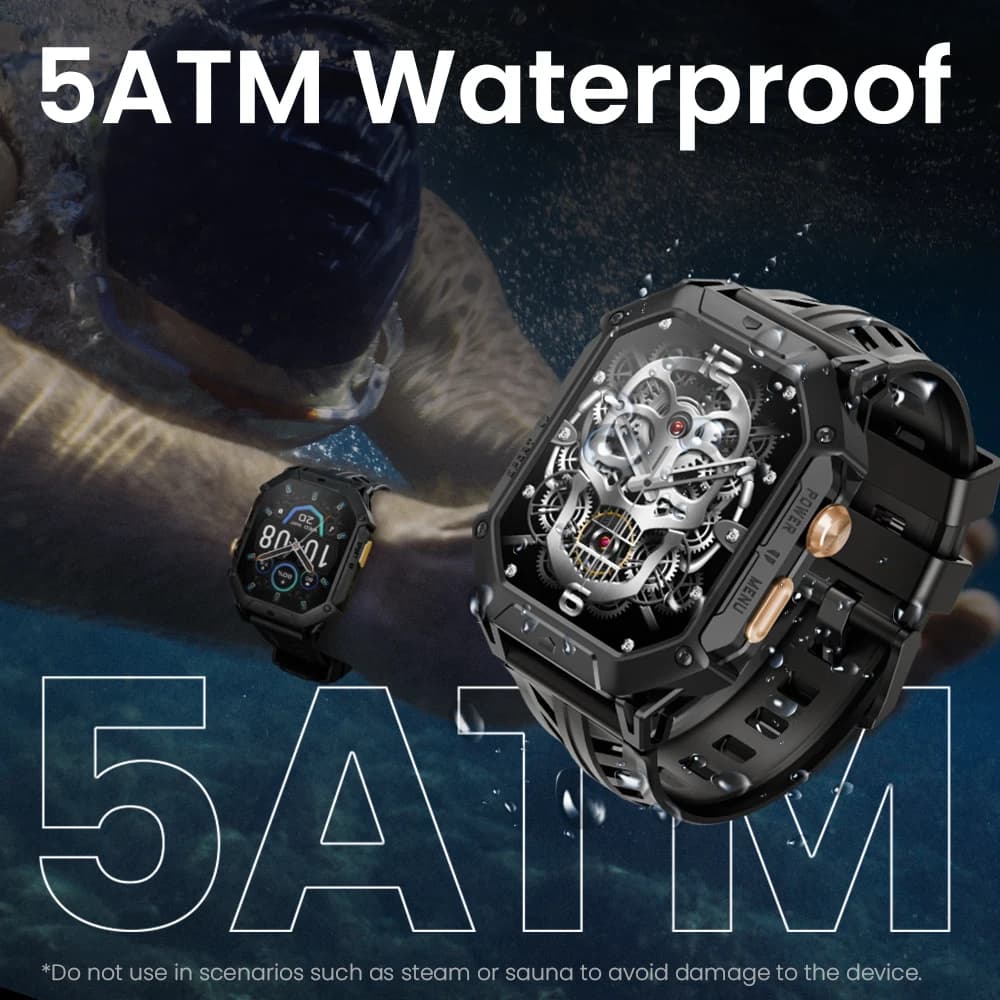 ساعة HAYLOU IRON N1 الذكية بشاشة 2.13 بوصة AMOLED مقاومة للماء حتى 5ATM مع مكالمات بلوتوث وساعة رياضية للخارج مع بطارية تدوم حتى 30 يومًا - 3