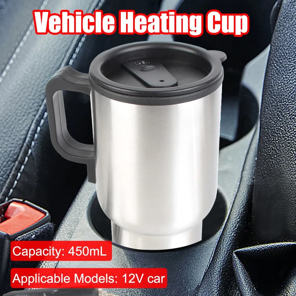 12V 450ml Electric Heating Car Kettle Water Coffee Milk Thermal Mug Camping Travel Kettle Stainless Steel Vehicle Heating Cup - 3