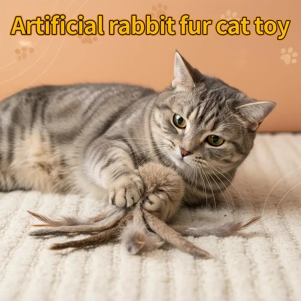Faux Rabbit Fur Interactive Pet Toys for Cats & Dogs Kitten Hunting Toy Soft Plush Fluffy Cat Kicker Toy - 2