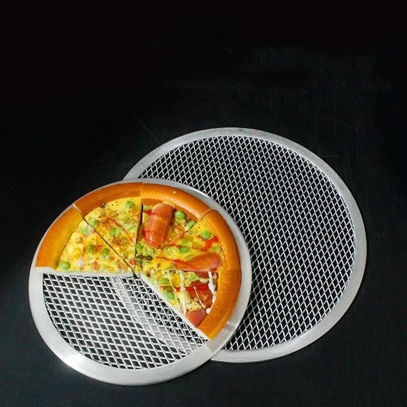 6-14 Inch Pizza Screen Pan Metal Net Non Stick Baking Tray New Seamless Aluminum Metal Net Bakeware Kitchen Pizza Tools - 2