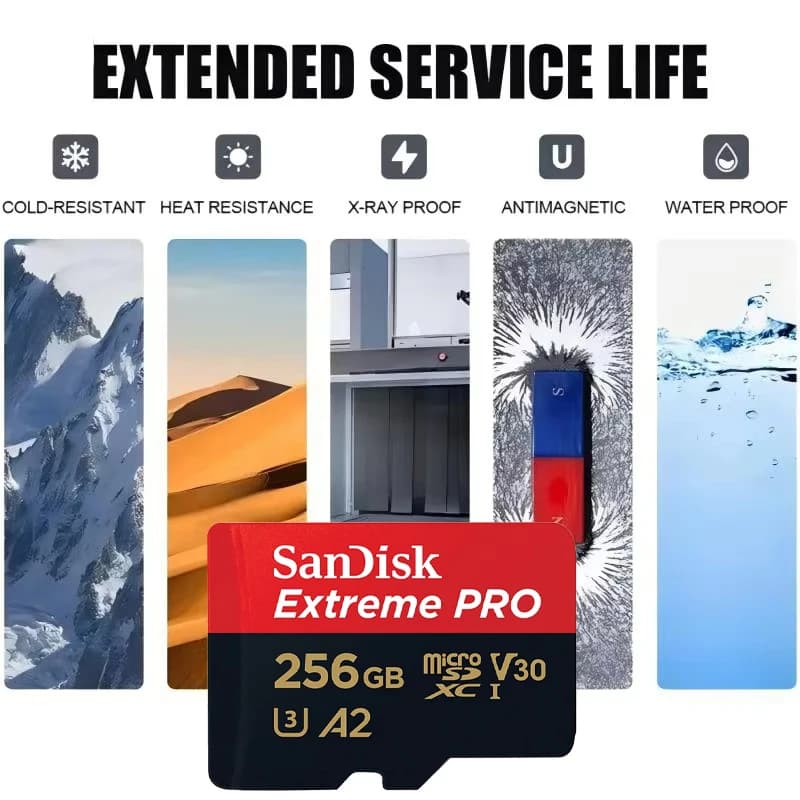 Sandisk A2 U3 V30 C10 High-Speed ​​Micro SD/TF Card, 100MB/s high-speed memory card, capacities 32GB, 64GB, 128GB - 3