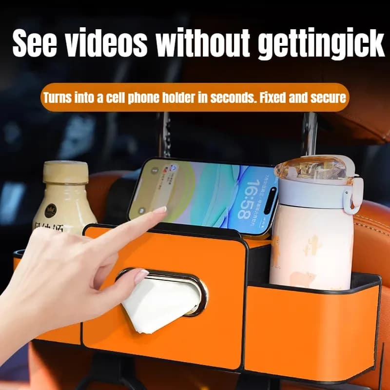 Car Backseat Hanging Seat Hook Storage Cup Holder Universal Car Interior Seat Back Organizer Multifunctional 4-in-1 Storage Box - 5