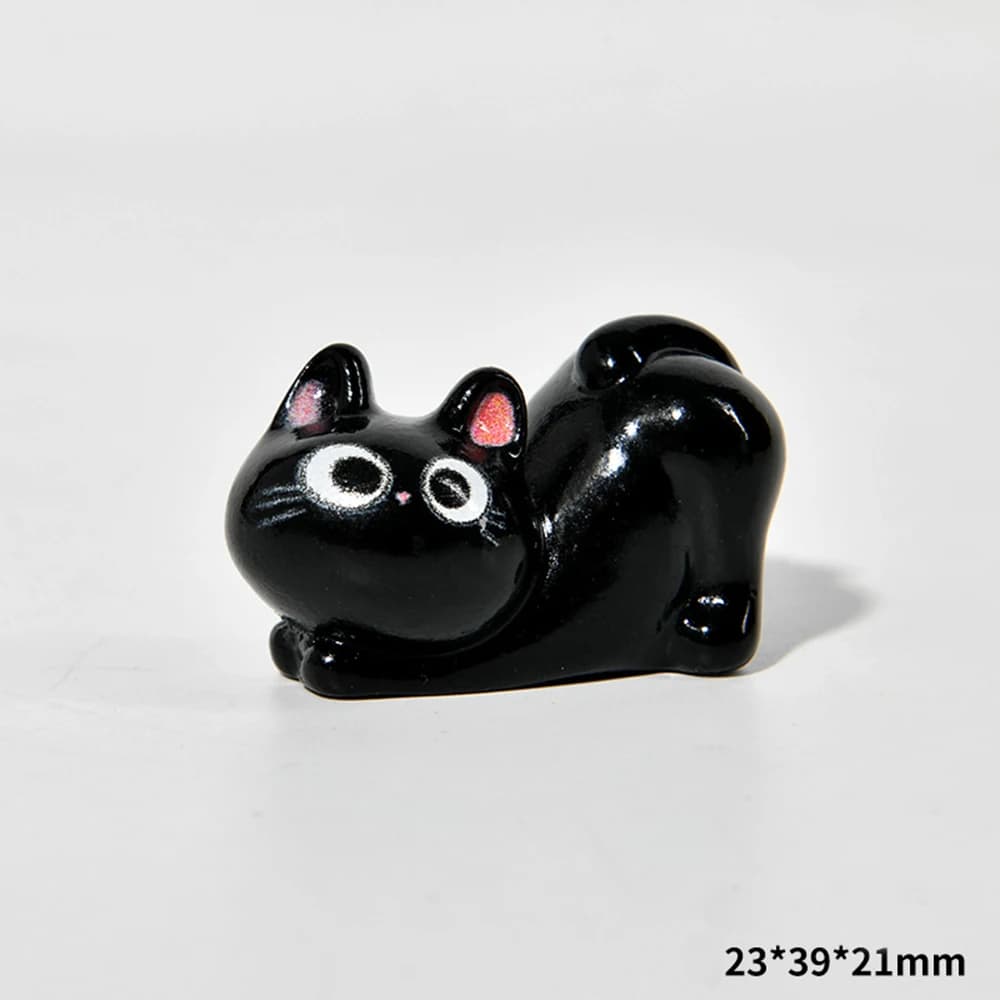 Cartoon Resin Black Cat Figurine Mini Cartoon Animal Ornaments Desktop Decoration Car Mounted Small Figurines Kids Children Toy - 4