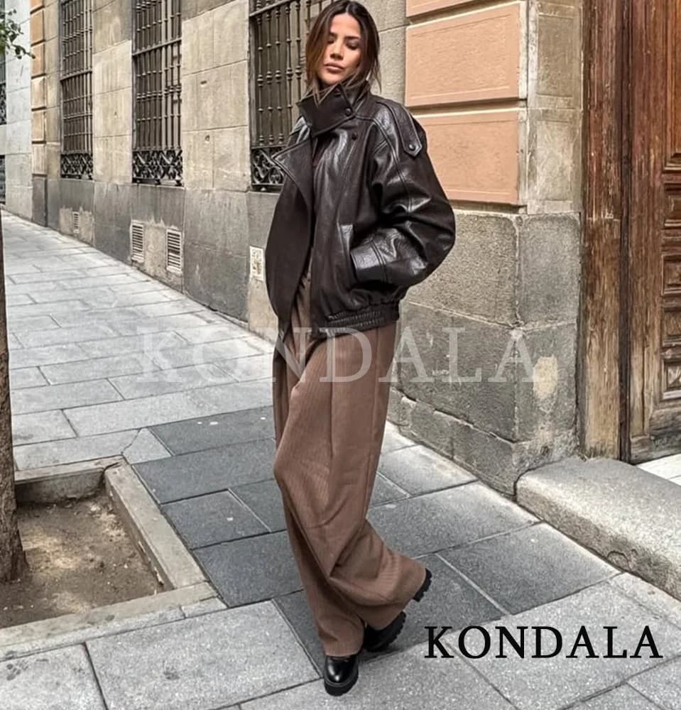 KONDALA Commute High Street Balloon Pants Women Trendy Casual Pleated Trousers 2026 Spring Summer Office Lady Vintage Long Pants - 2