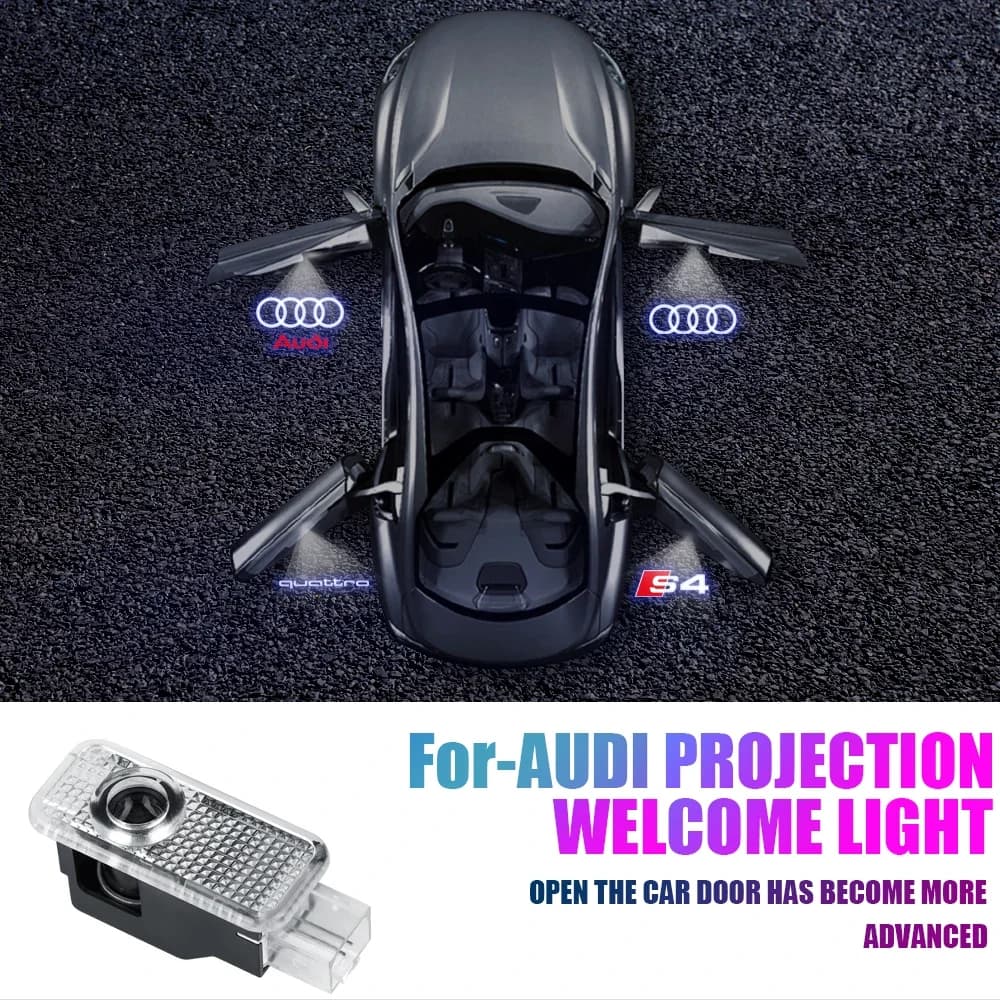 For Audi A3 8V 8P A6L A5 A7 Q3 Q5 Q7 A4 B5 B6 B7 B8 A1 RS TT S3 S6 Sline Quattro Car Door HD Welcome Light Laser Projector Lamp - 6