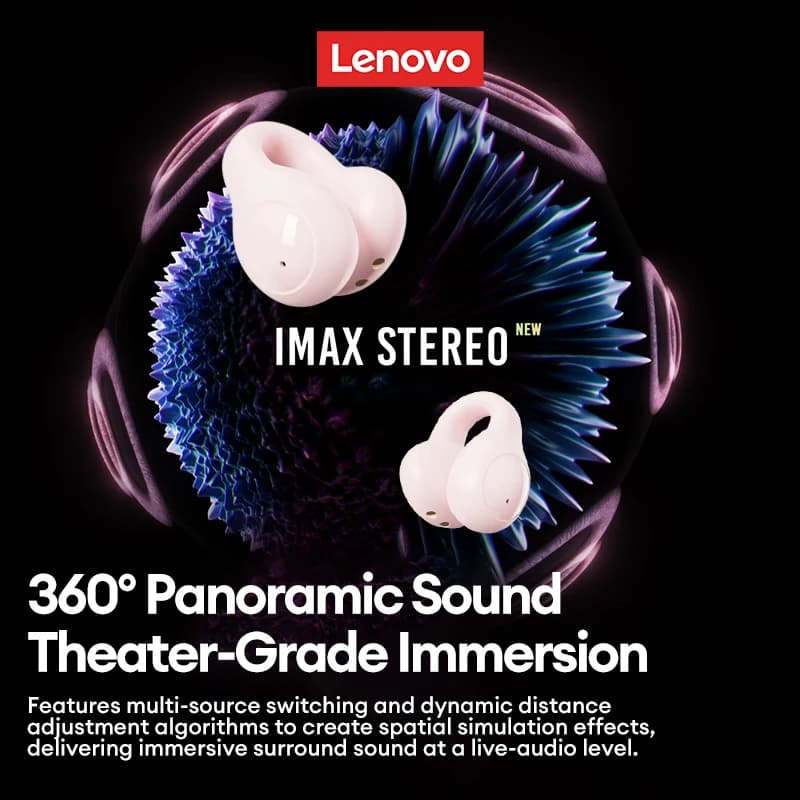 سماعات رأس لينوفو LP25 PRO بلوتوث 5.4، مشبك أذن رياضي، سماعات رأس لاسلكية بعمر بطارية طويل، تقليل الضوضاء، ميكروفون HD - 5