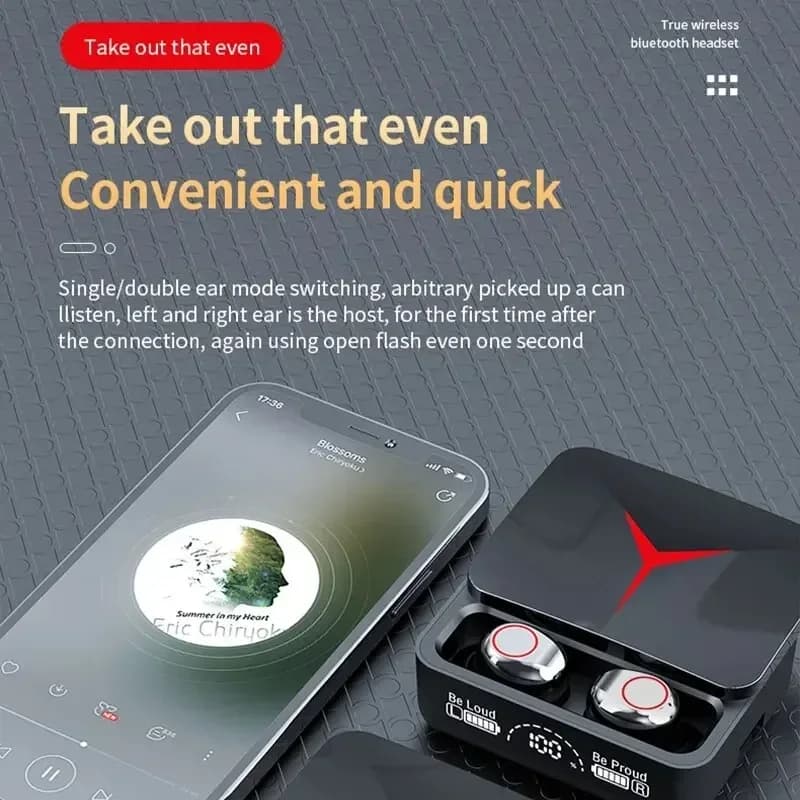سماعات أذن لاسلكية VIKEFON M90 TWS بتقنية بلوتوث 5.3، سماعات رأس للتحكم باللمس مع ميكروفون، صوت ستيريو HIFI عالي الجودة - 4
