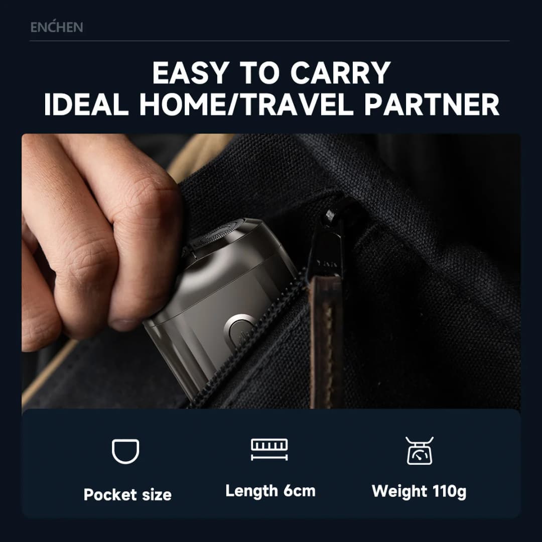 ENCHEN Mini6 ماكينة حلاقة كهربائية برؤوس مرنة ثنائية الاتجاه مقاومة للماء 100% حتى 60 دقيقة من الحلاقة اللاسلكية مع رأس قاطع مغناطيسي - 2